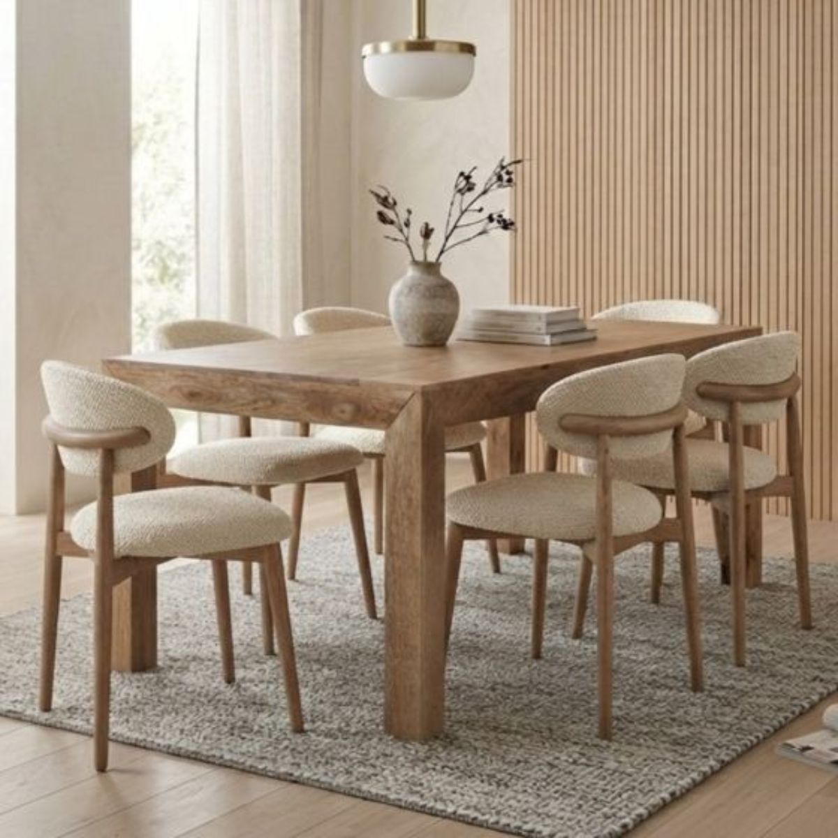Trade Furniture 180cm Dining Table & 6 Scandi Mango Chairs (5 Colours)
