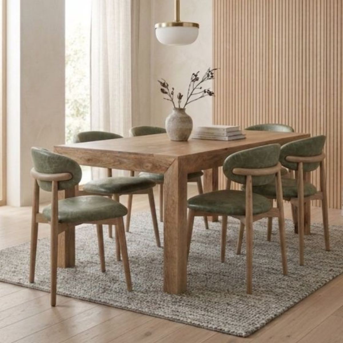 Trade Furniture 180cm Dining Table & 6 Scandi Mango Chairs (5 Colours)
