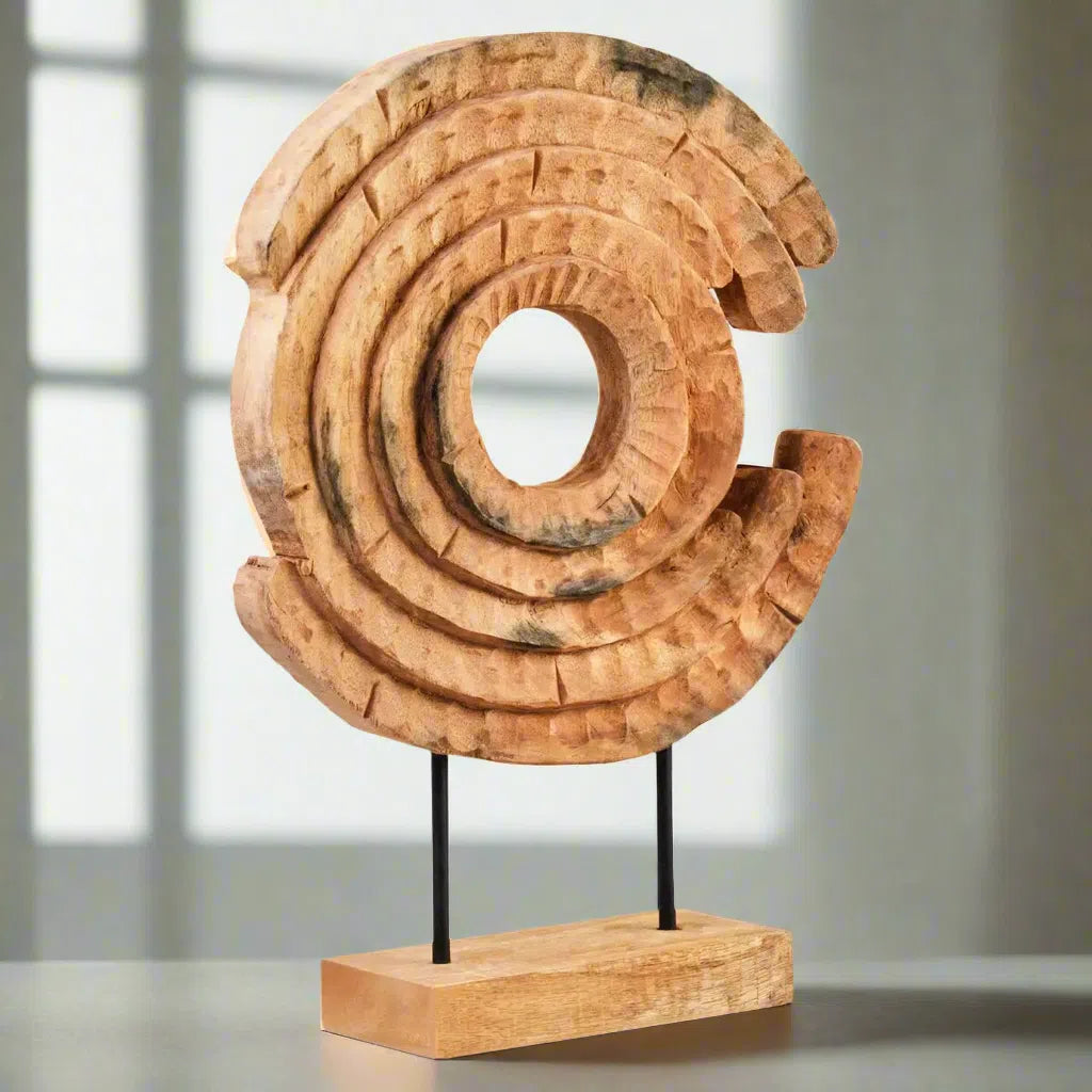 Beaumonde Home Faith Mango Wood Ring Sculpture-Beaumonde