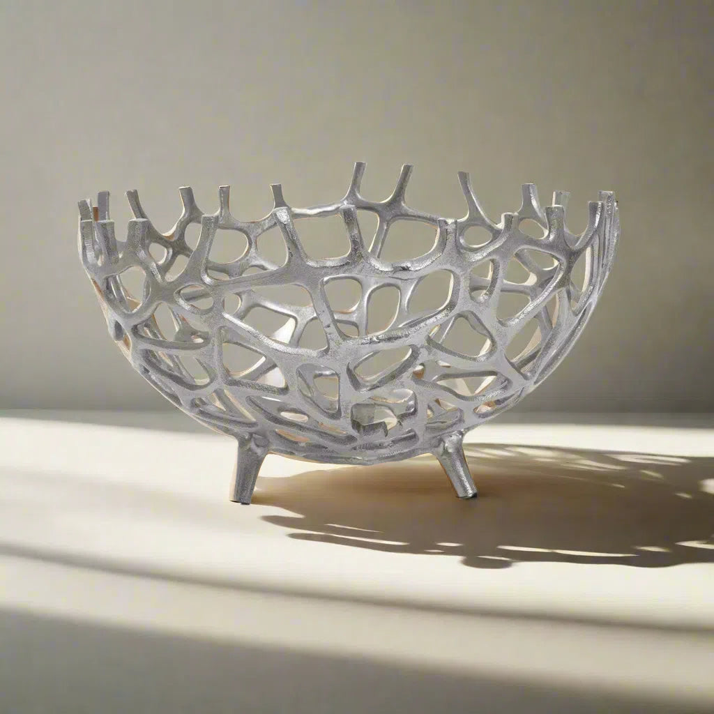 Beaumonde Home Pratz Silver Finish Bowl-Beaumonde