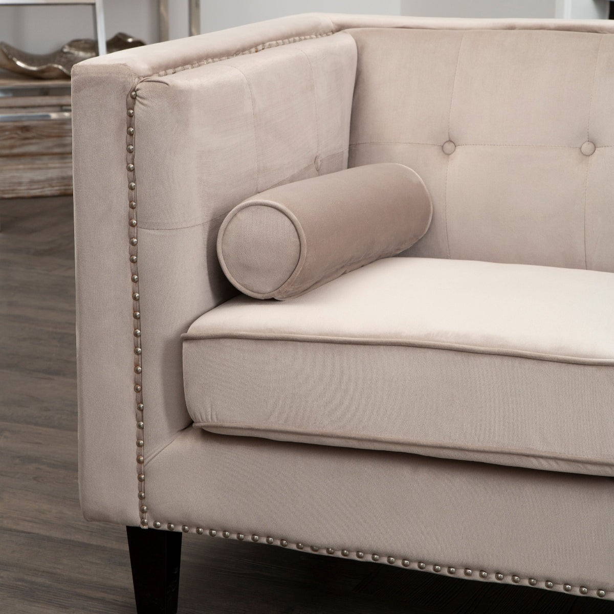 Beaumonde Home Felisa Two Seater Mink Velvet Sofa 5