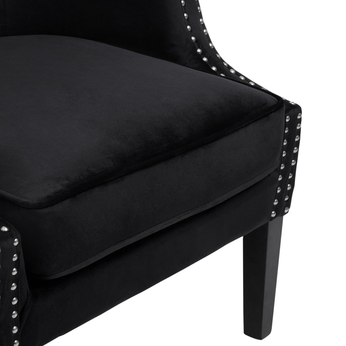 Beaumonde Home Larissa Black Velvet Studded Chair 3