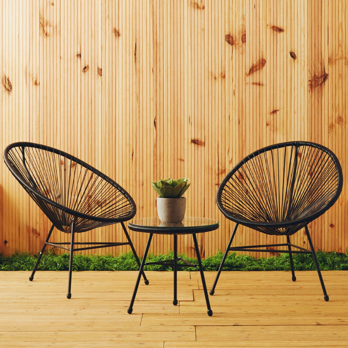 Beaumonde Home Miami Black Rattan 3 Piece Patio Set 9