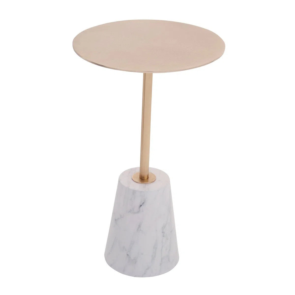 Beaumonde's Avula Brushed Gold Side Table White Marble Effect Base