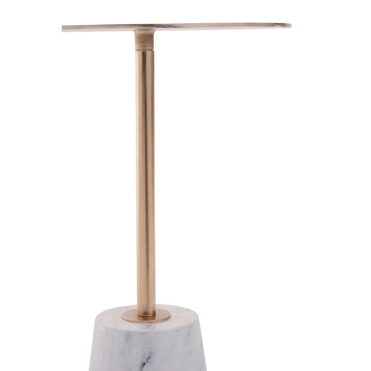Beaumonde's Avula Brushed Gold Side Table White Marble Effect Base