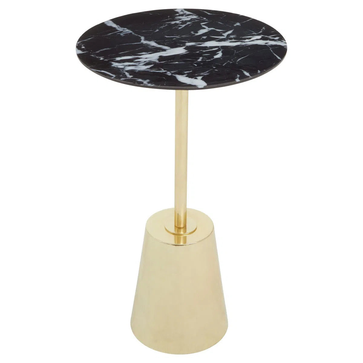 Beaumonde's Avula Black Marble Effect Top Gold Base Side Table