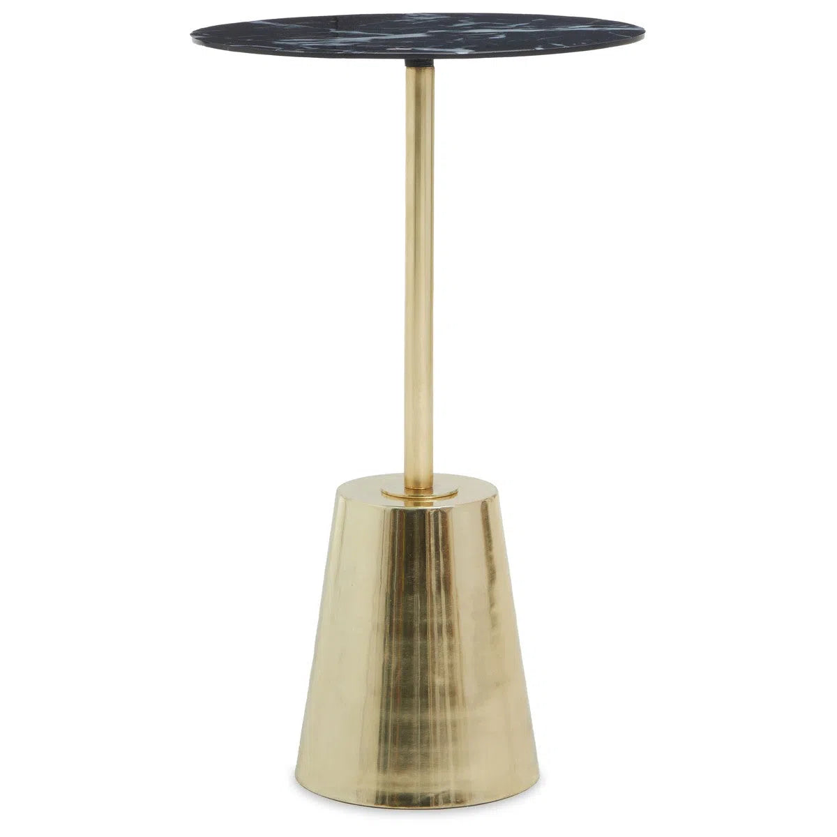 Beaumonde's Avula Black Marble Effect Top Gold Base Side Table