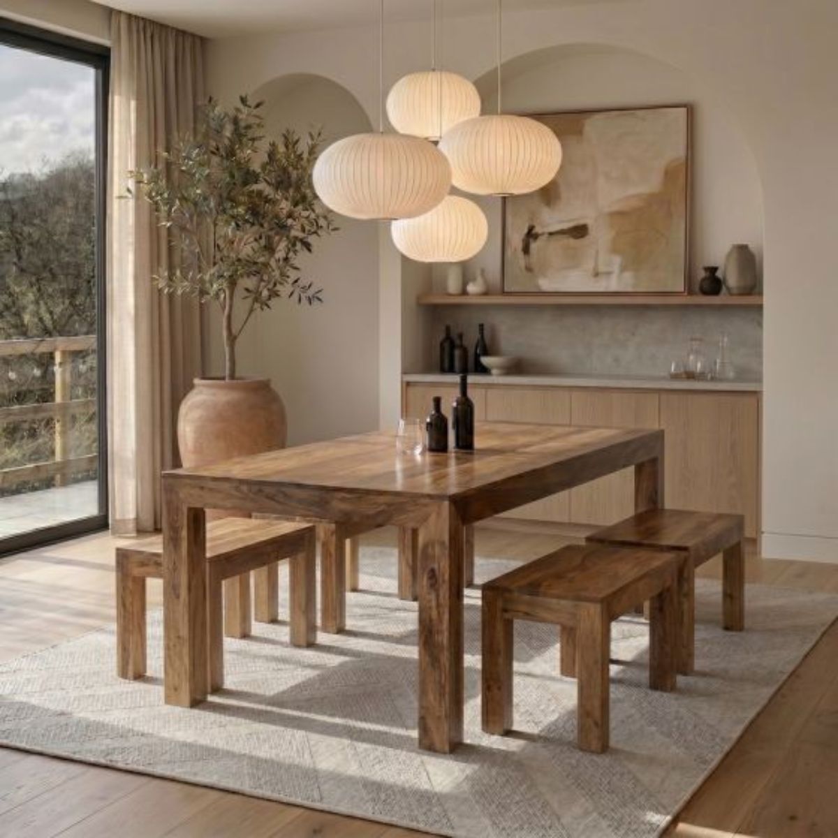 Trade Furniture 220cm Dining Table & 4 90cm Benches