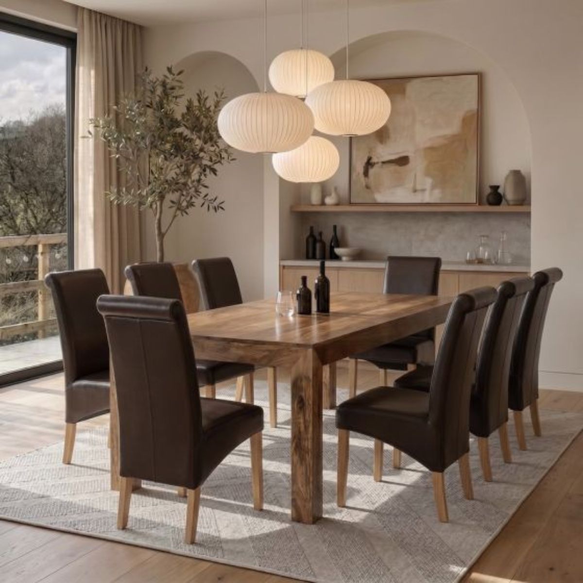 Trade Furniture 220cm Dining Table & 8 Rollback Chairs
