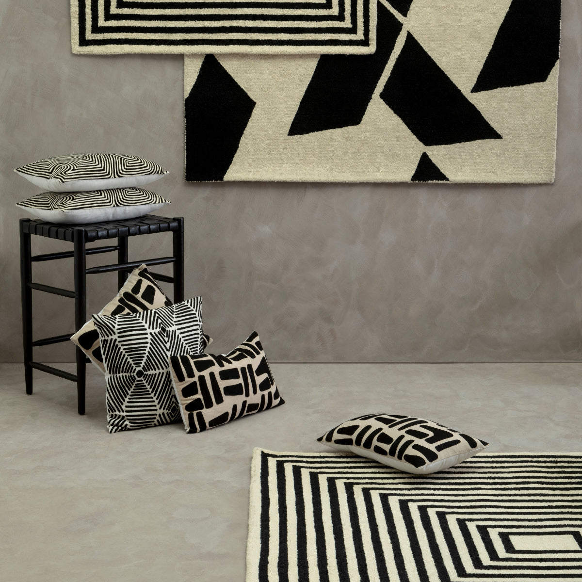 Beaumonde Home Bosie Milana Large Black And White Geometric Rug 12