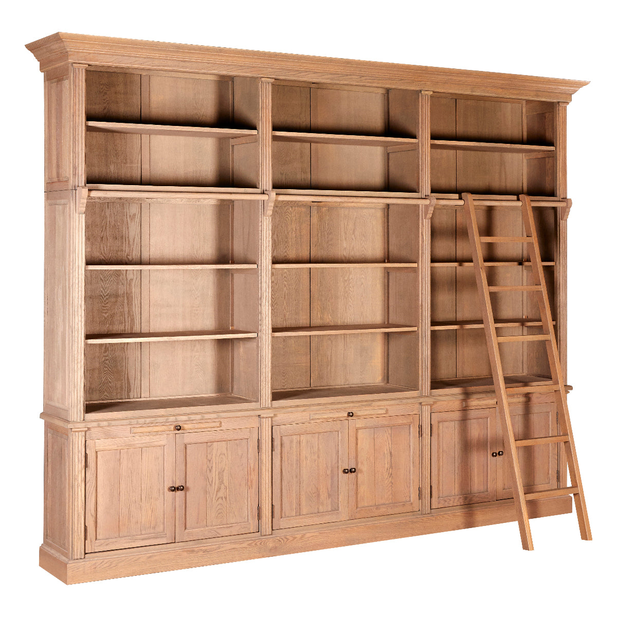 Beaumonde Home Lyon 3 Section Bookcase With Ladder 4