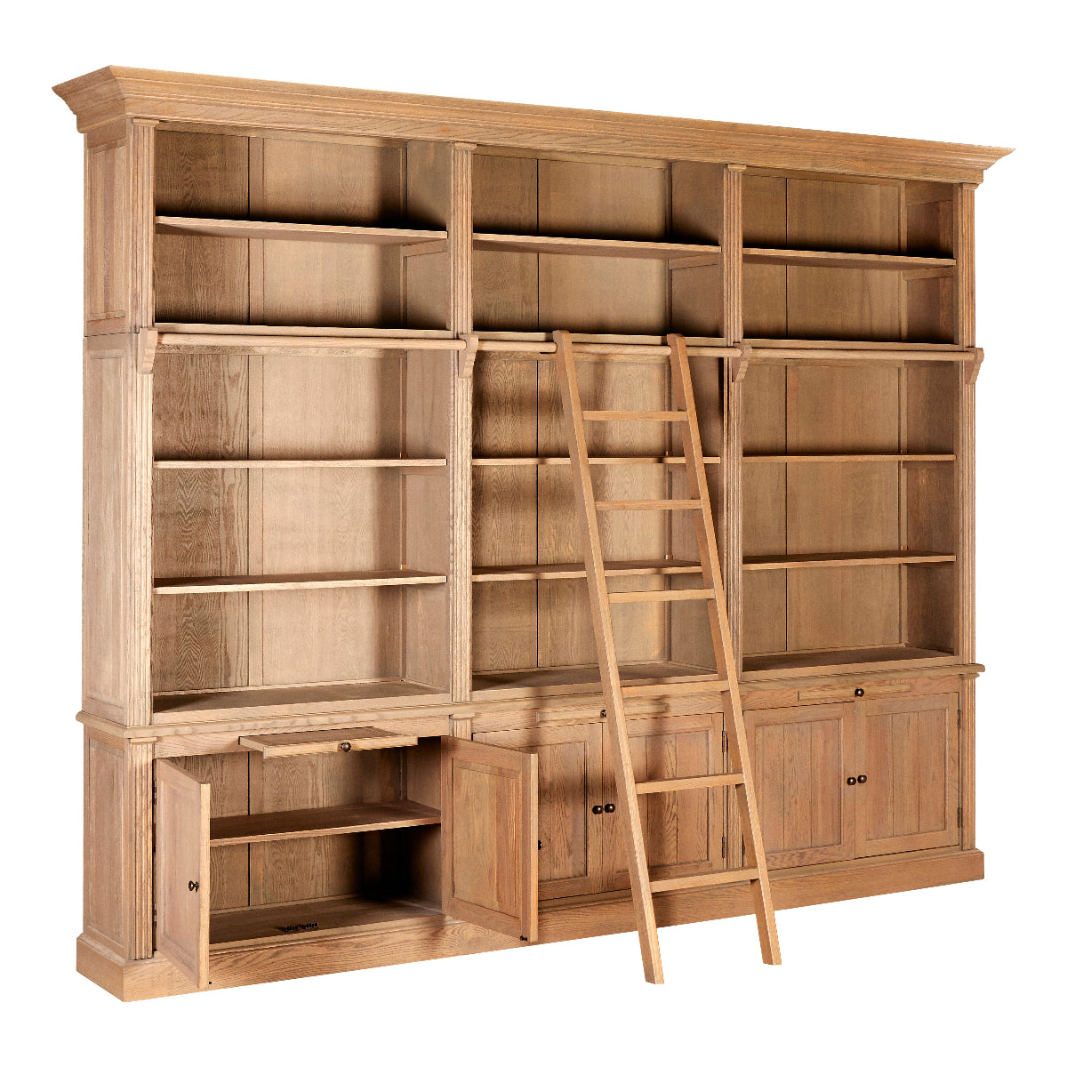 Beaumonde Home Lyon 3 Section Bookcase With Ladder 3