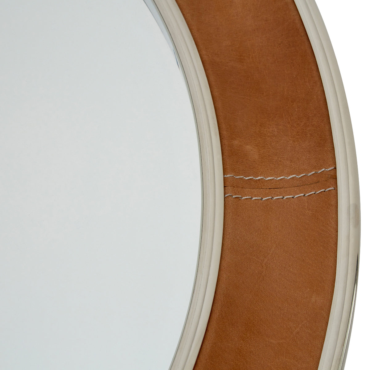 Beaumonde Home Churchill Tan Genuine Leather Round Wall Mirror 2