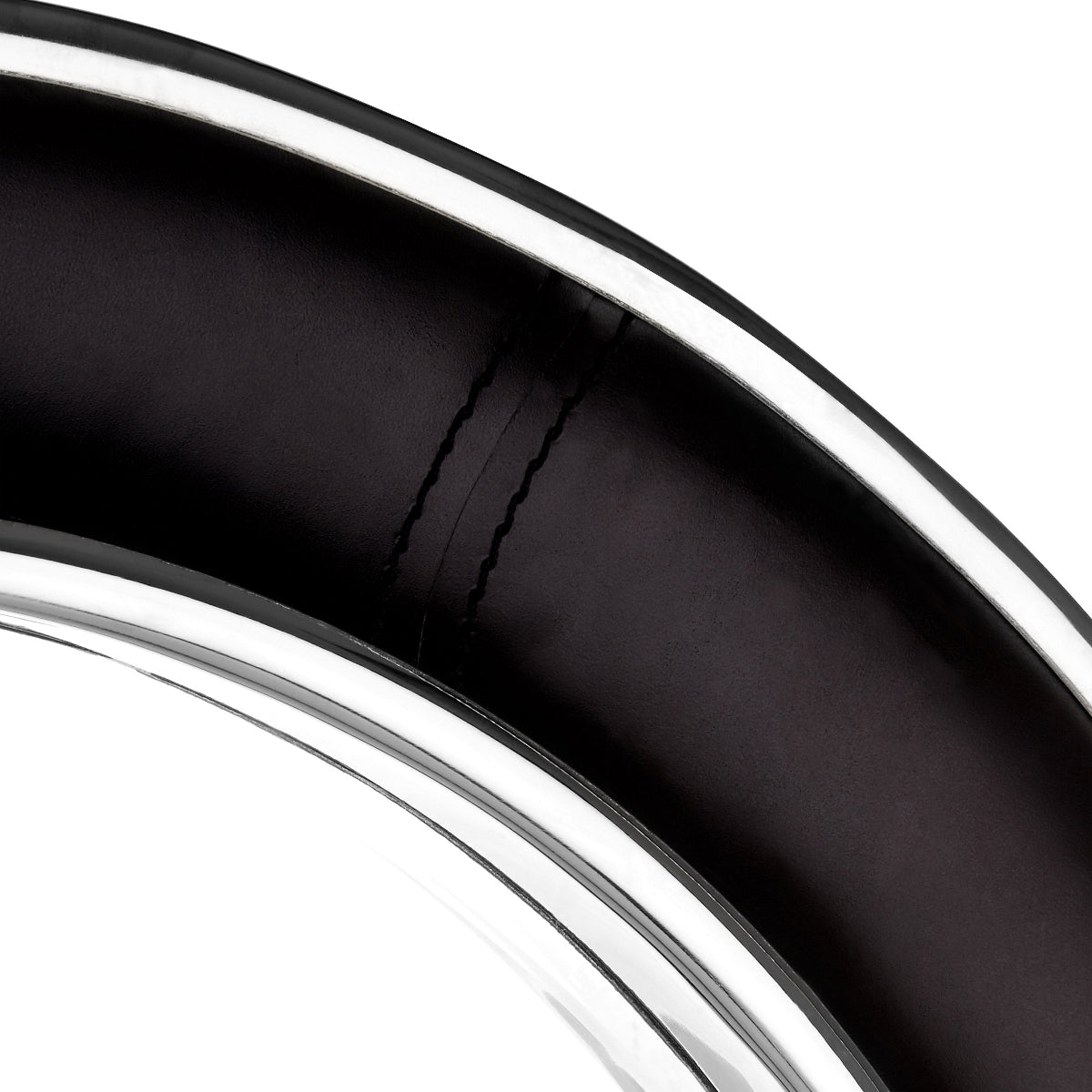 Beaumonde Home Churchill Black Genuine Leather Wide Rim Wall Mirror 3