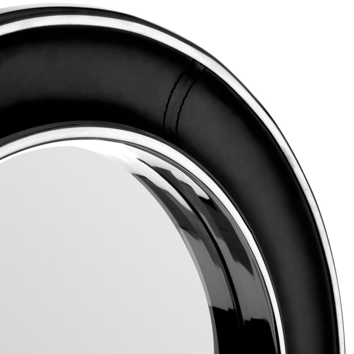 Beaumonde Home Churchill Black Genuine Leather Wide Rim Wall Mirror 2