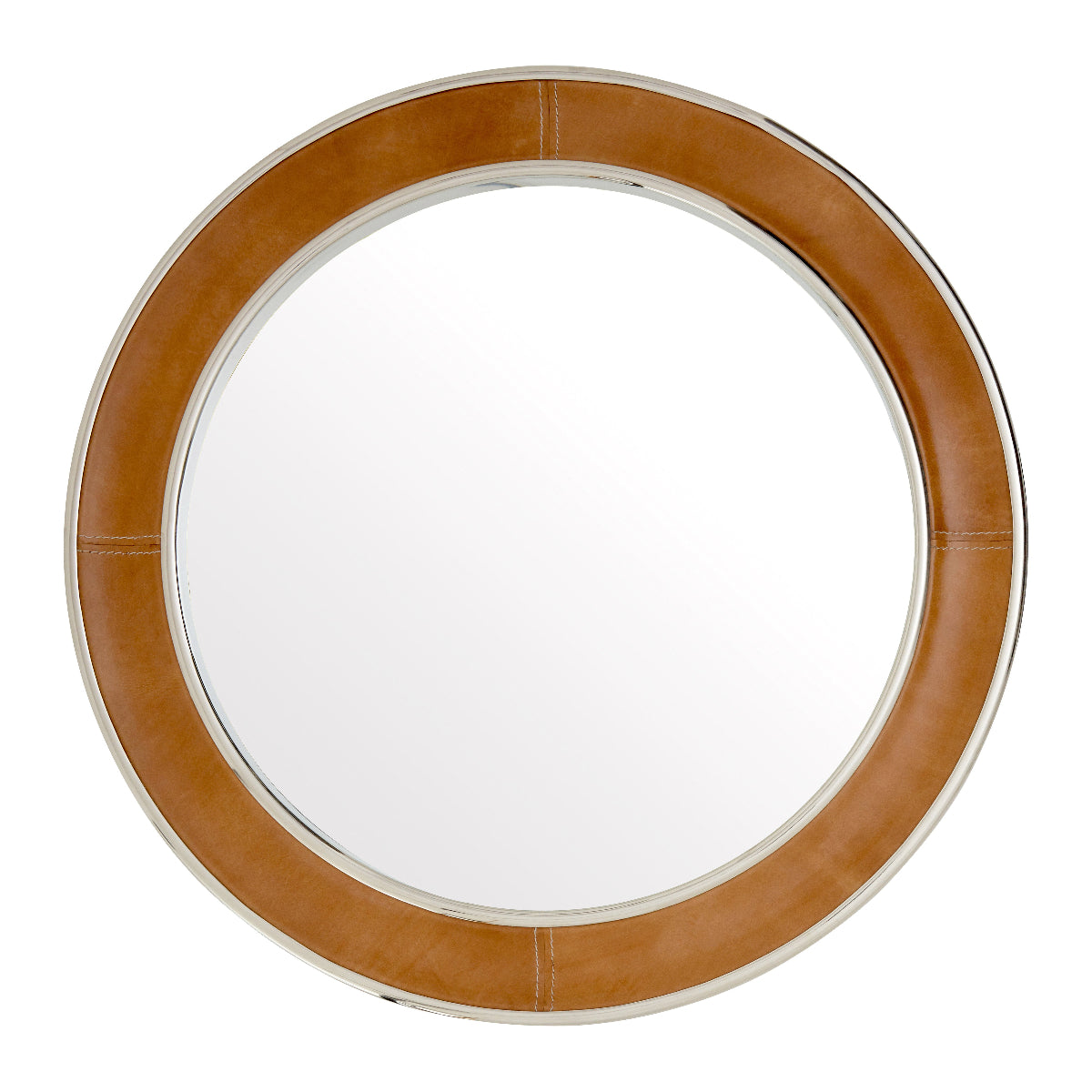 Beaumonde Home Churchill Tan Genuine Leather Wall Mirror 1