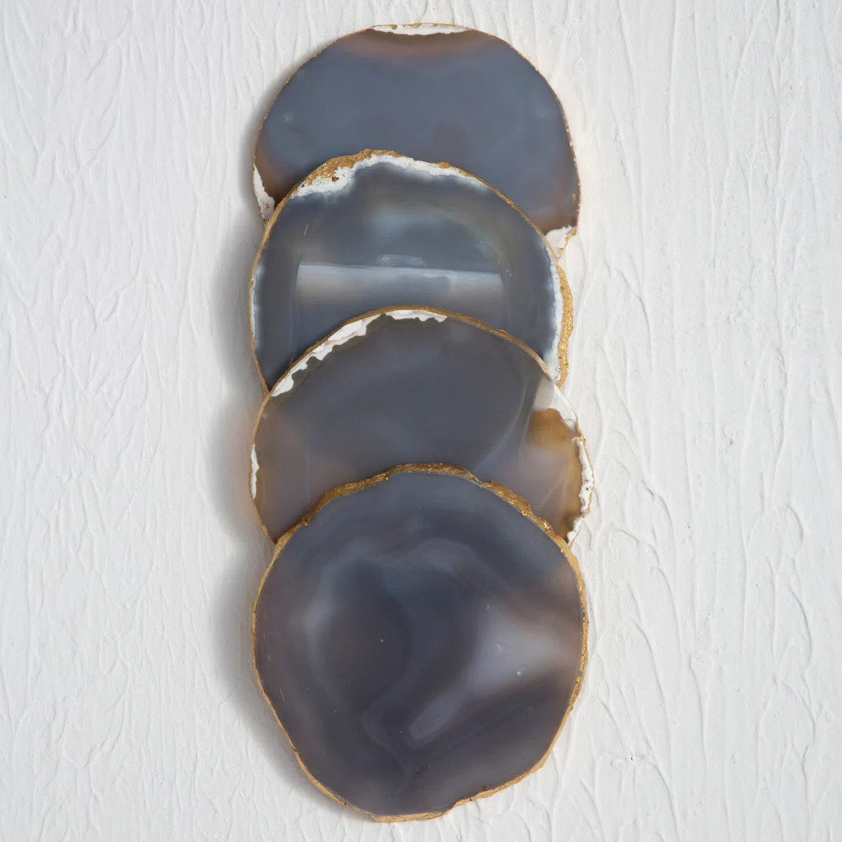 Beaumonde's Bowerbird Agata Blue Gold and Grey Coasters