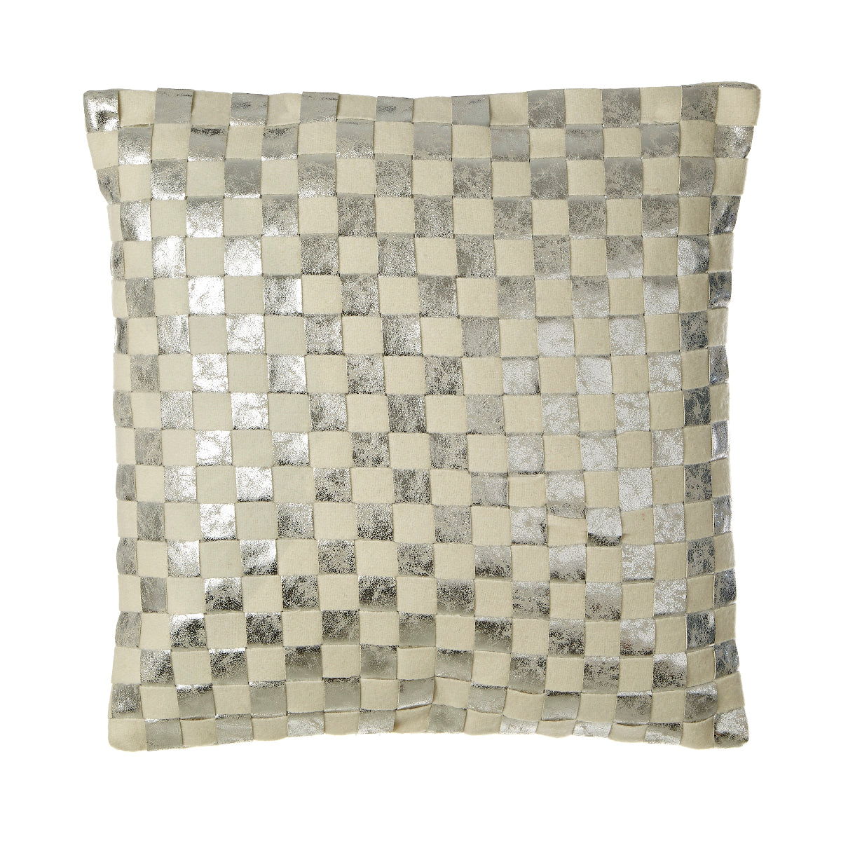 Beaumonde Home Bosie Kensington Townhouse Square Ivory And Silver Check Cushion 1