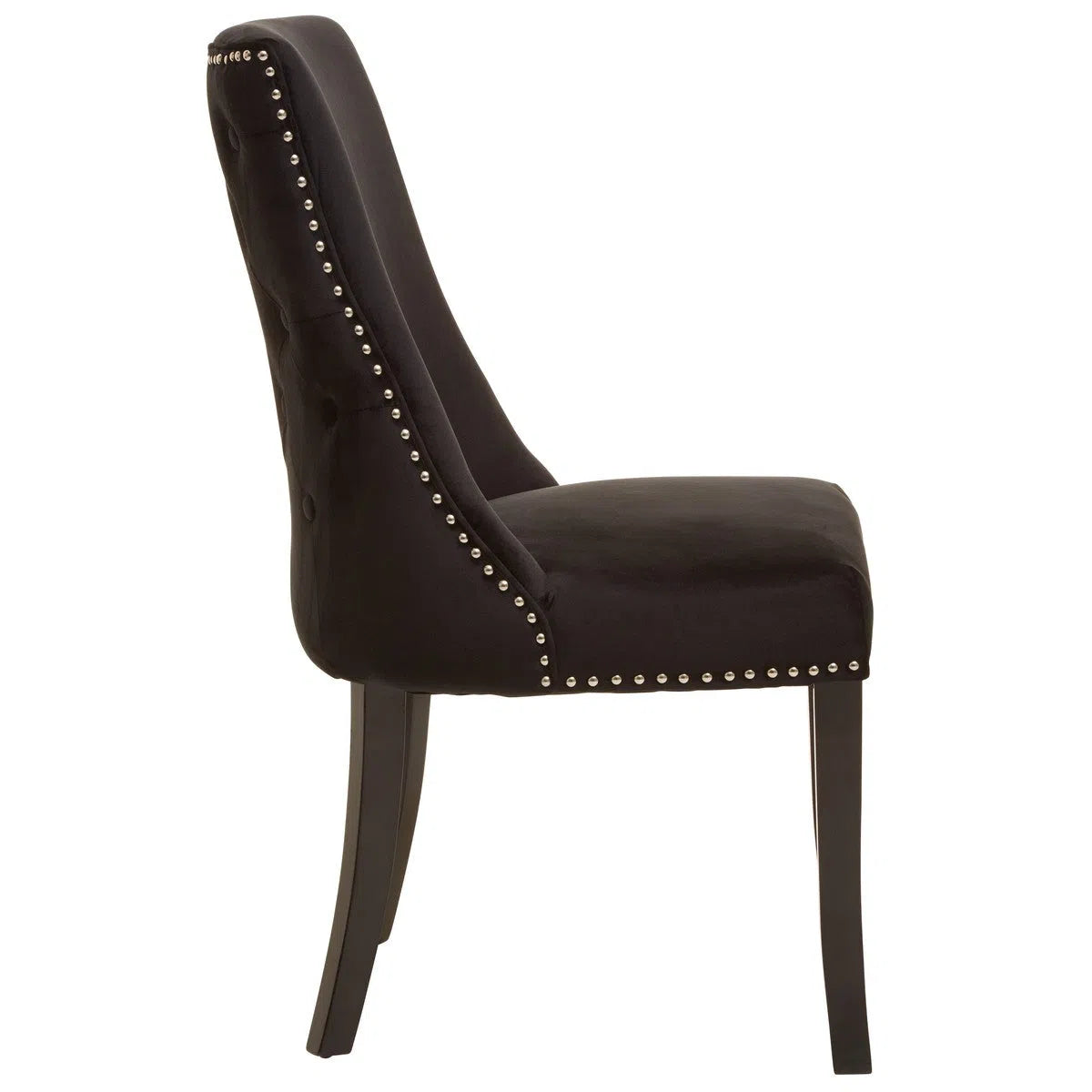 Beaumonde Home Bloomsbury Townhouse Black Velvet Dining Chair-Beaumonde