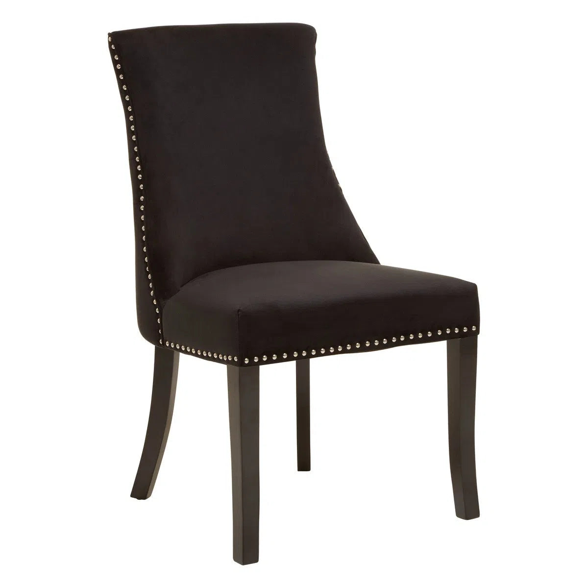 Beaumonde Home Bloomsbury Townhouse Black Velvet Dining Chair-Beaumonde