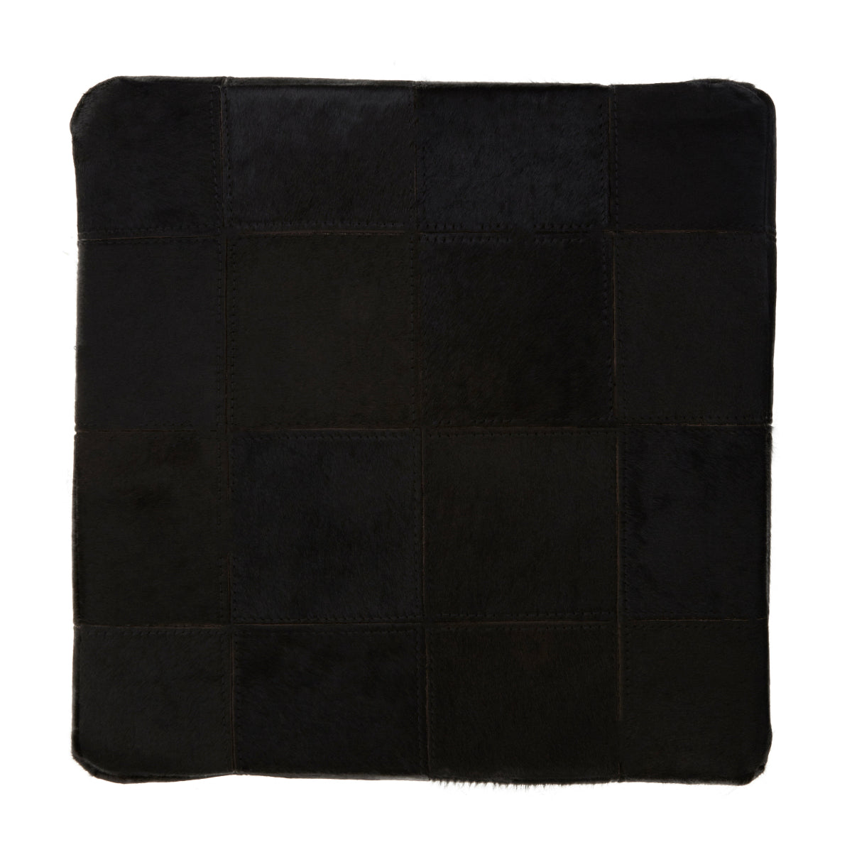 Beaumonde Home Bosie Safira Black Patchwork Leather Pouffe With Gold Studs 5
