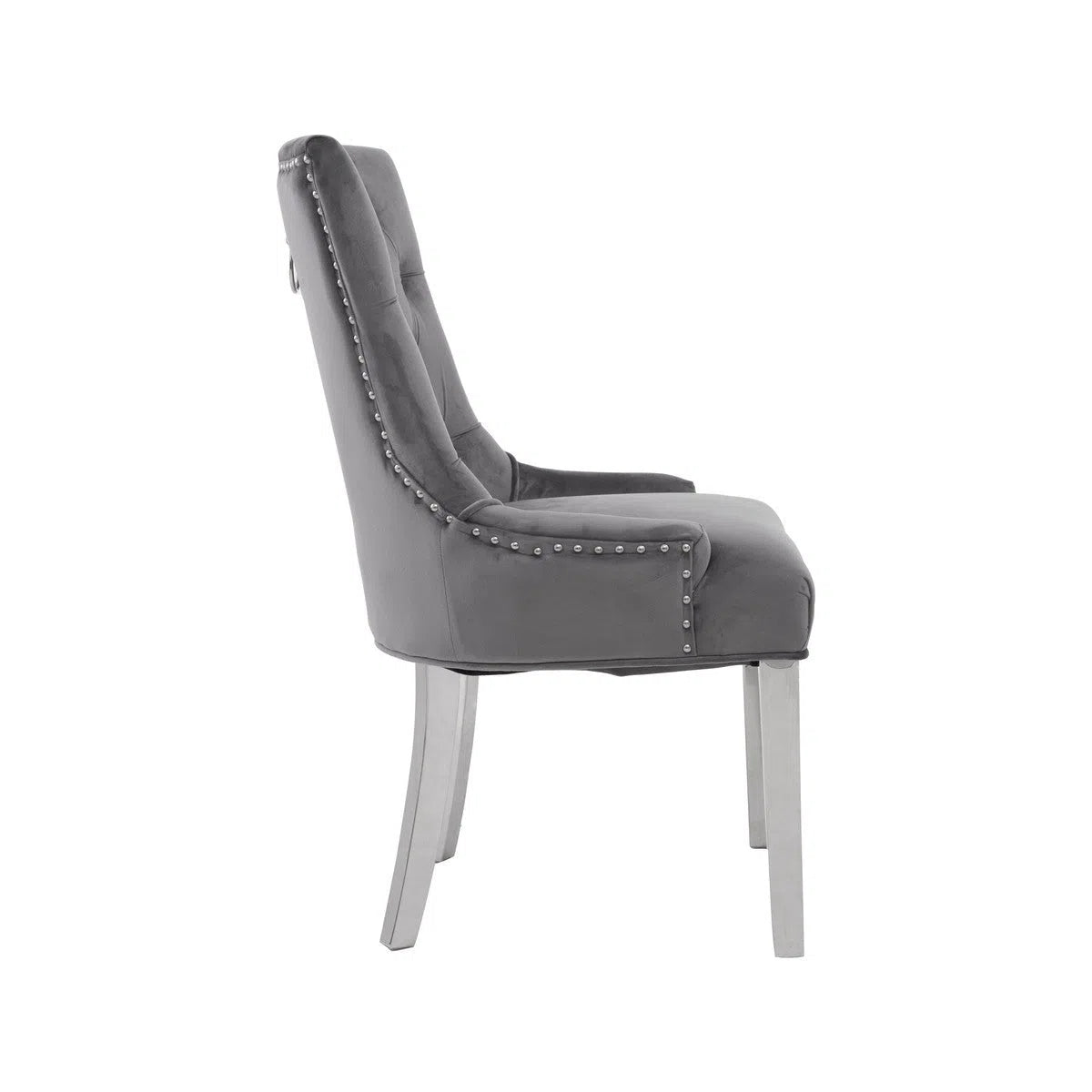 Beaumonde Home Berkeley Grey Velvet Dining Chair-Beaumonde