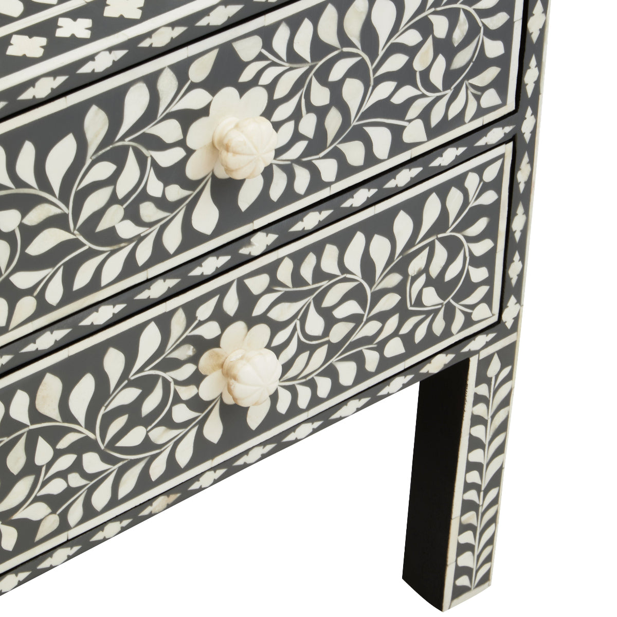 Beaumonde Home Fusion 2 Drawer Side Table With Bone Inlay 7