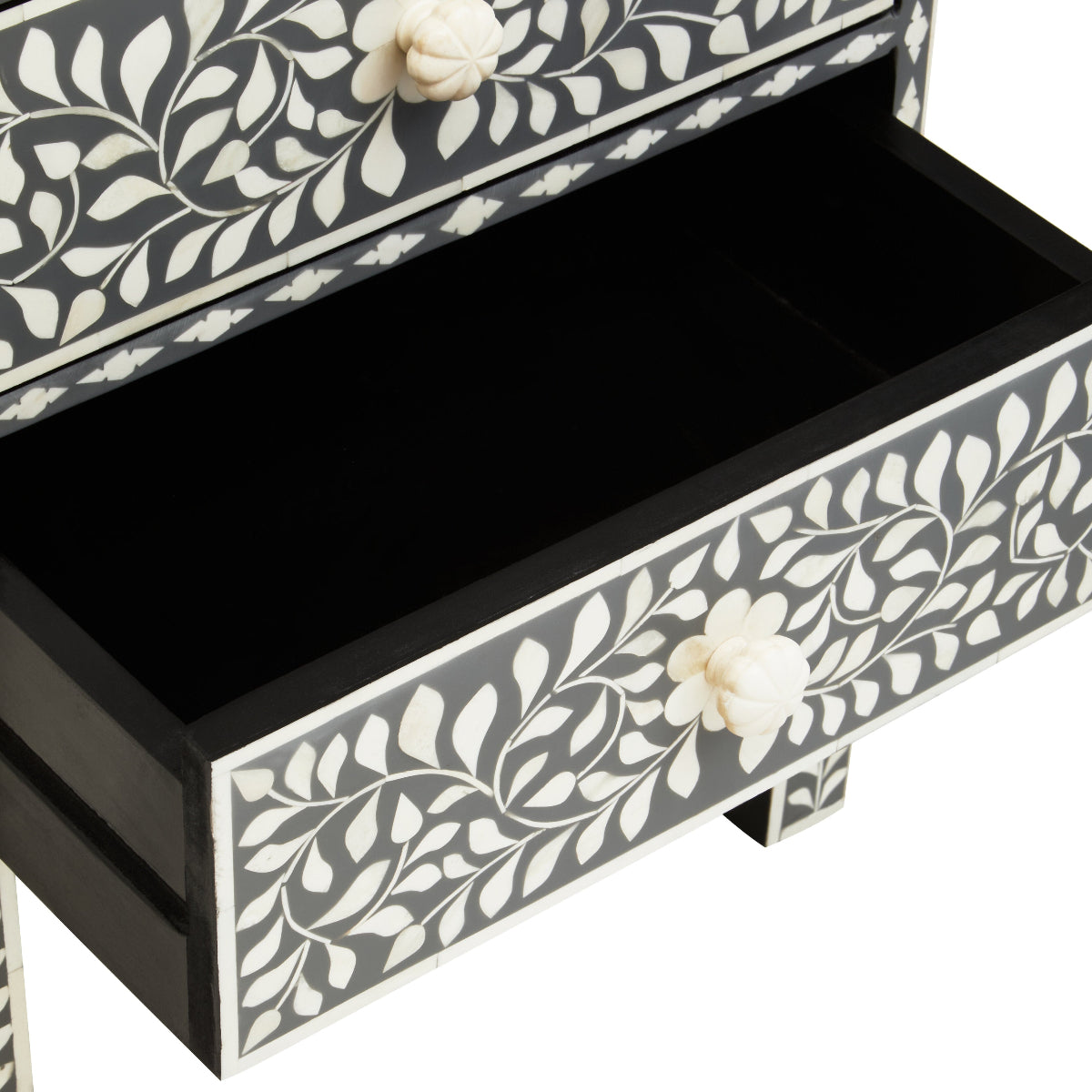 Beaumonde Home Fusion 2 Drawer Side Table With Bone Inlay 2