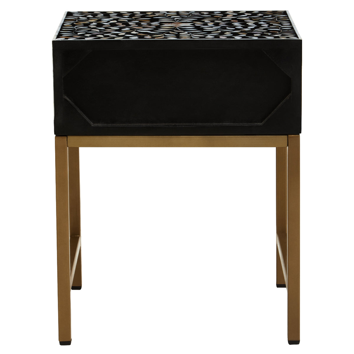 Beaumonde Home Fusion 1 Drawer Side Table With Bone Inlay 11