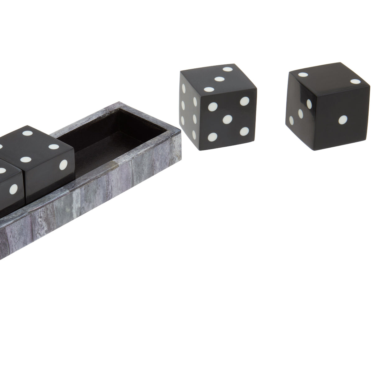 Beaumonde Home Churchill Games Grey Bone Dice Set With Black Dice 4