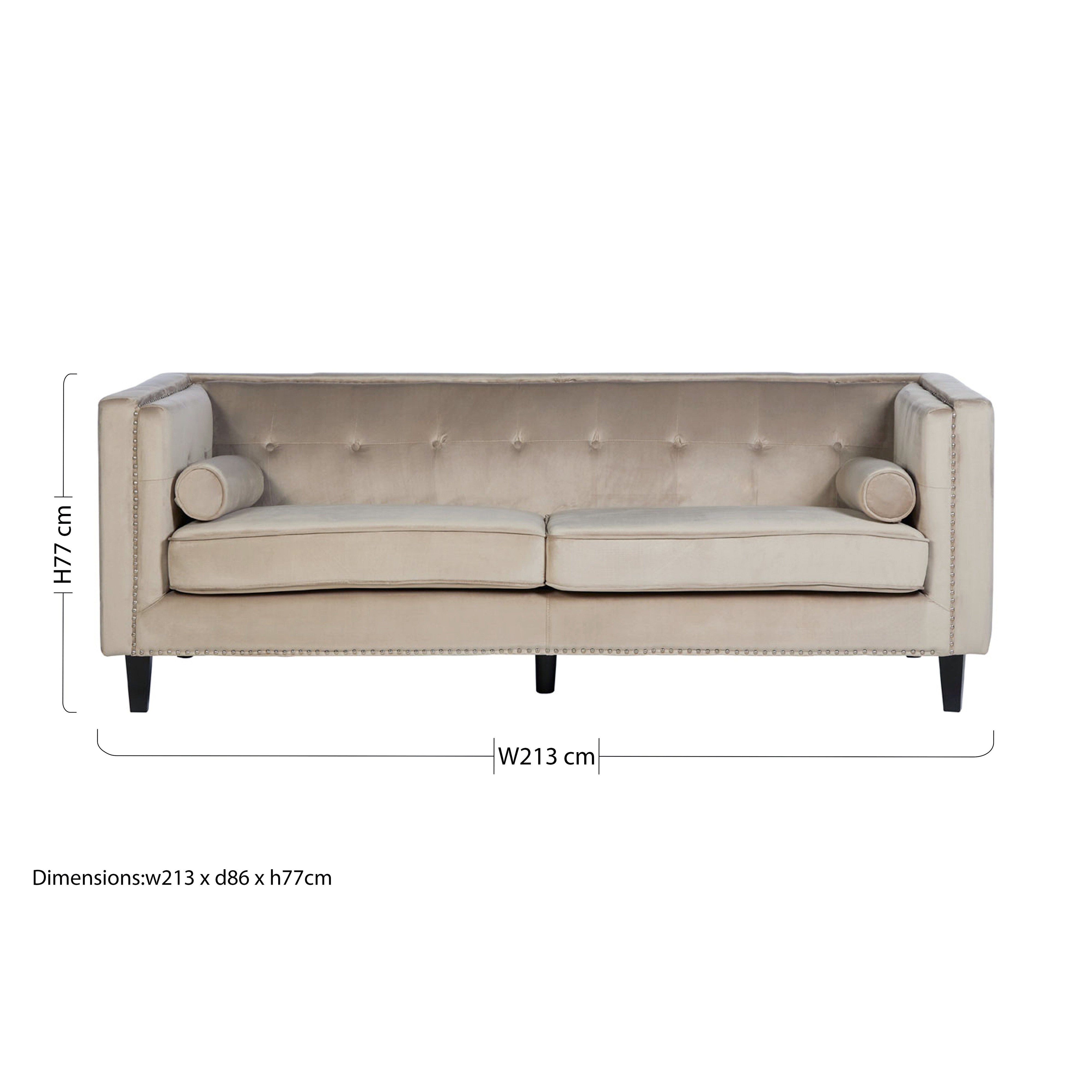 Beaumonde Home Elisa 3 Seat Mocha Velvet Sofa-Beaumonde