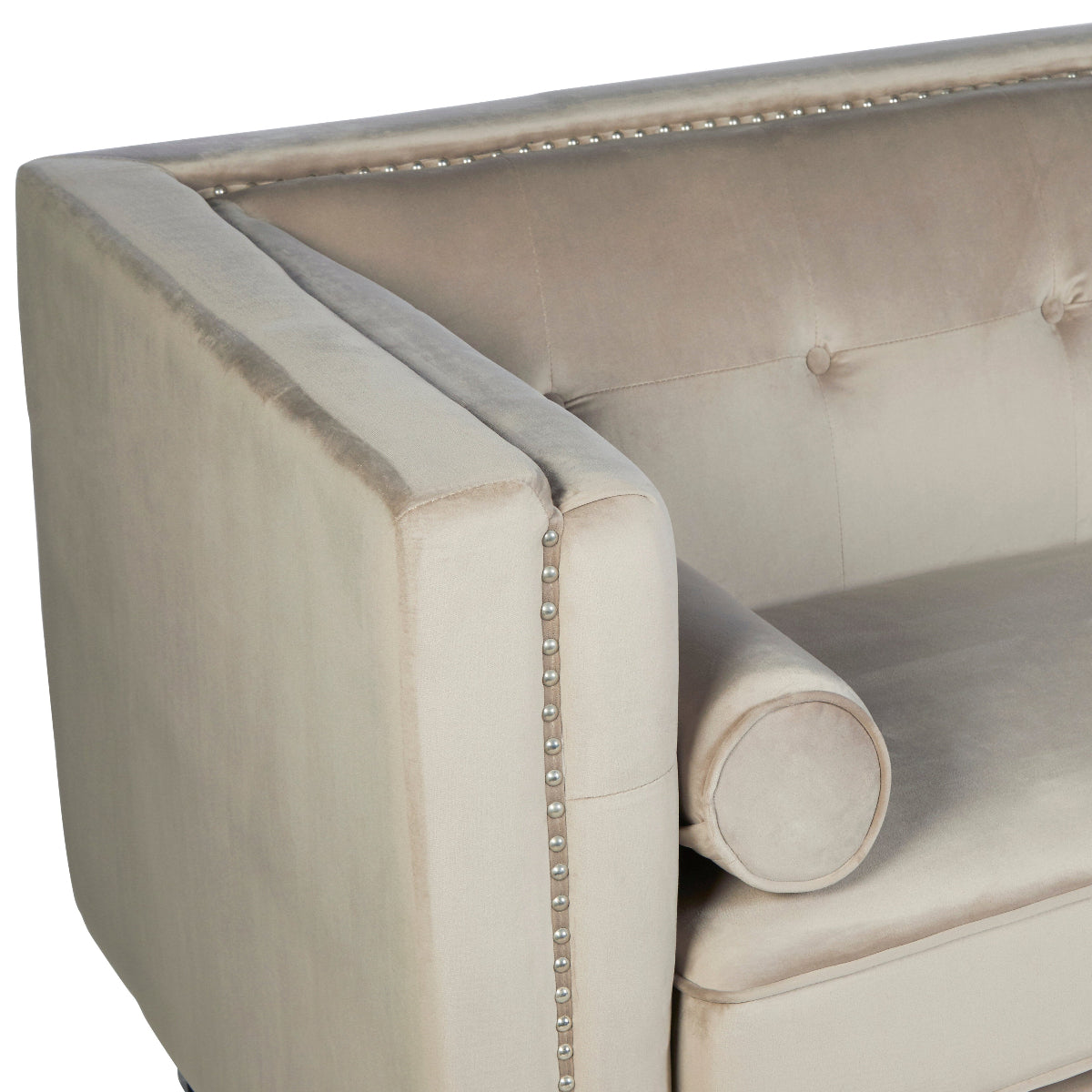 Beaumonde Home Felisa 3 Seat Mink Velvet Sofa. 5