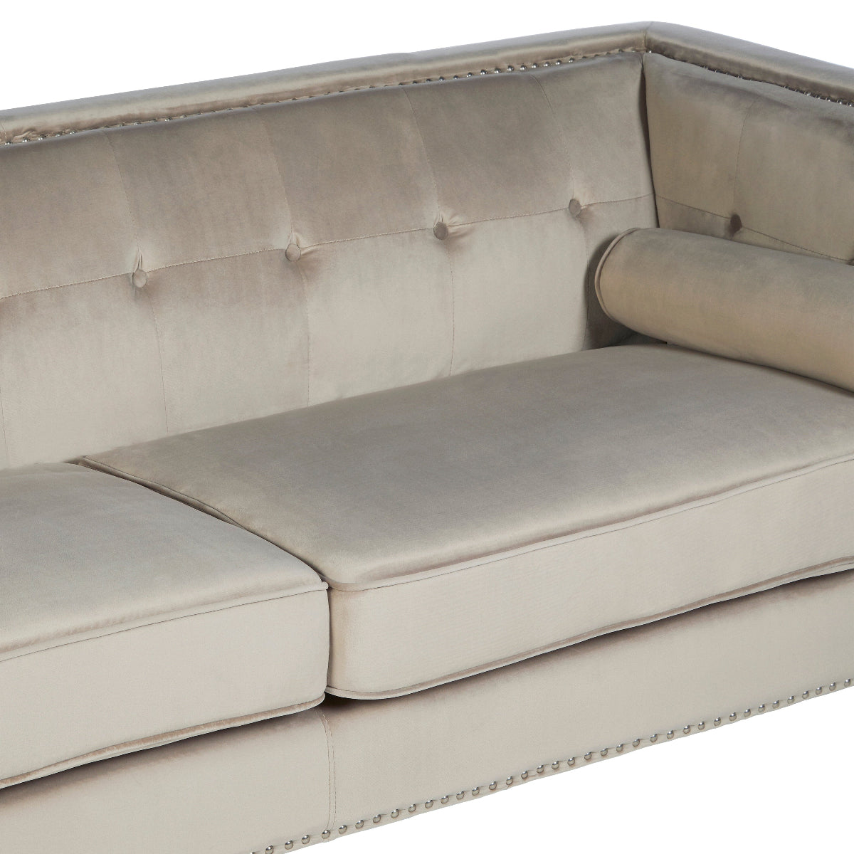 Beaumonde Home Felisa 3 Seat Mink Velvet Sofa. 4