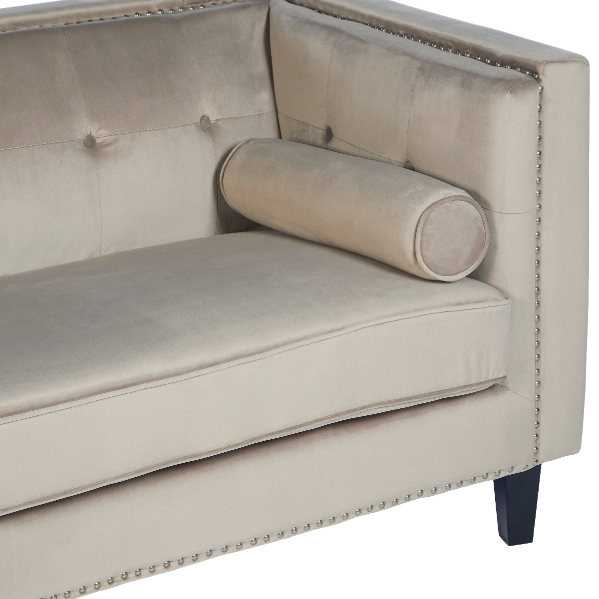Beaumonde Home Felisa 3 Seat Mink Velvet Sofa. 2