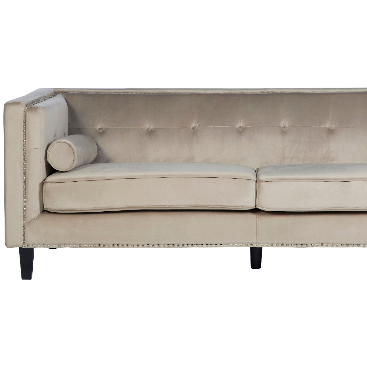 Beaumonde Home Felisa 3 Seat Mink Velvet Sofa. 1