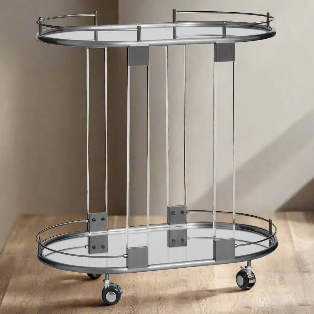 Beaumonde Home Coria Drinks Trolley in Metallic Frame-Beaumonde