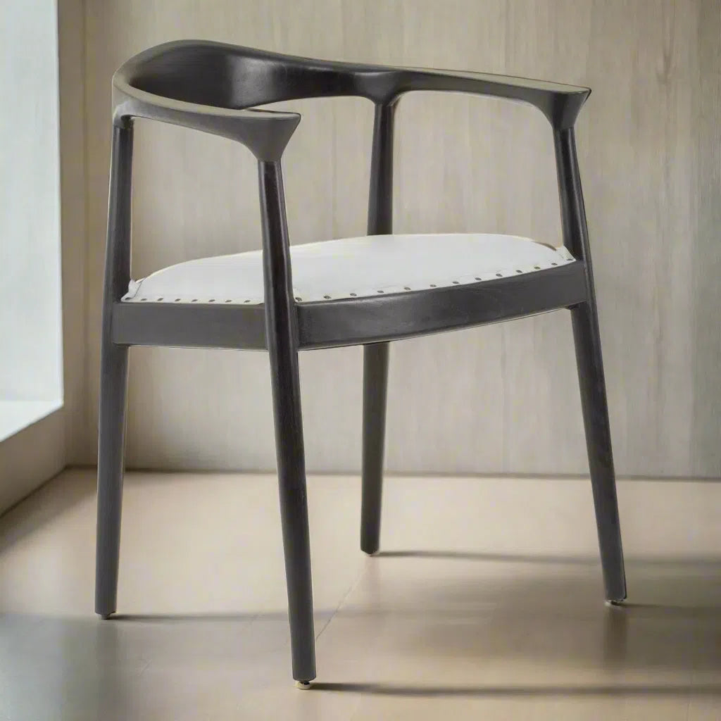 Beaumonde Home Kendang Open Back Grey Leather Chair-Beaumonde