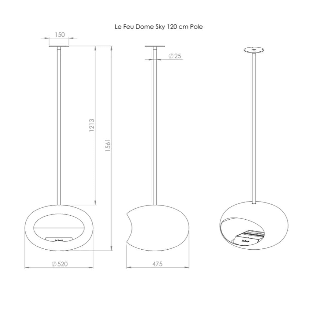 Le Feu Sky Bio Ethanol Fireplace - Black