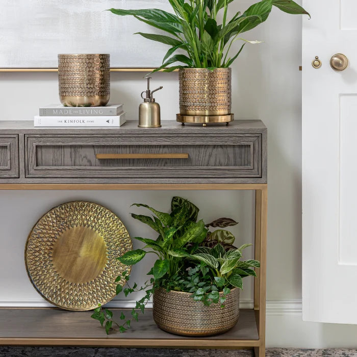 Ivyline Solis Embossed Tray in Gold-Beaumonde