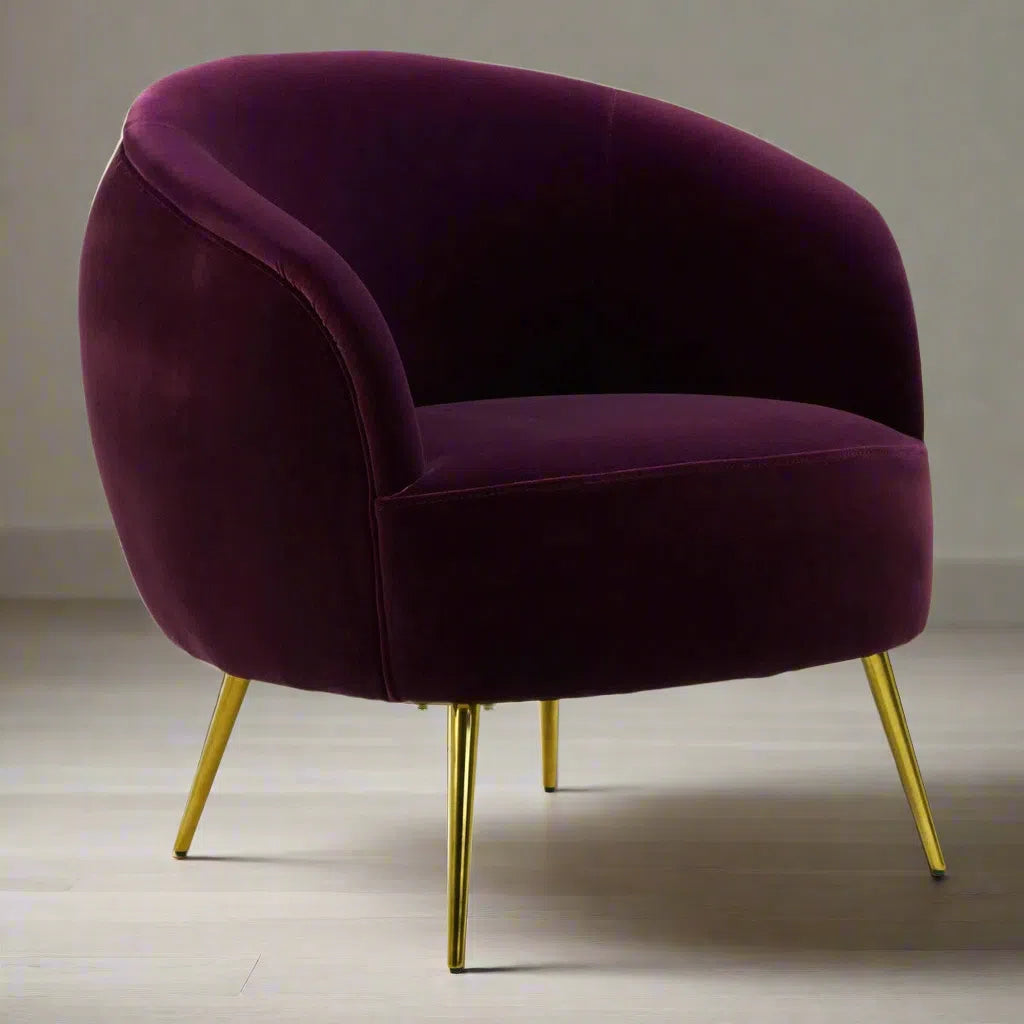 Beaumonde Home Brooklyn Purple Velvet Armchair-Beaumonde
