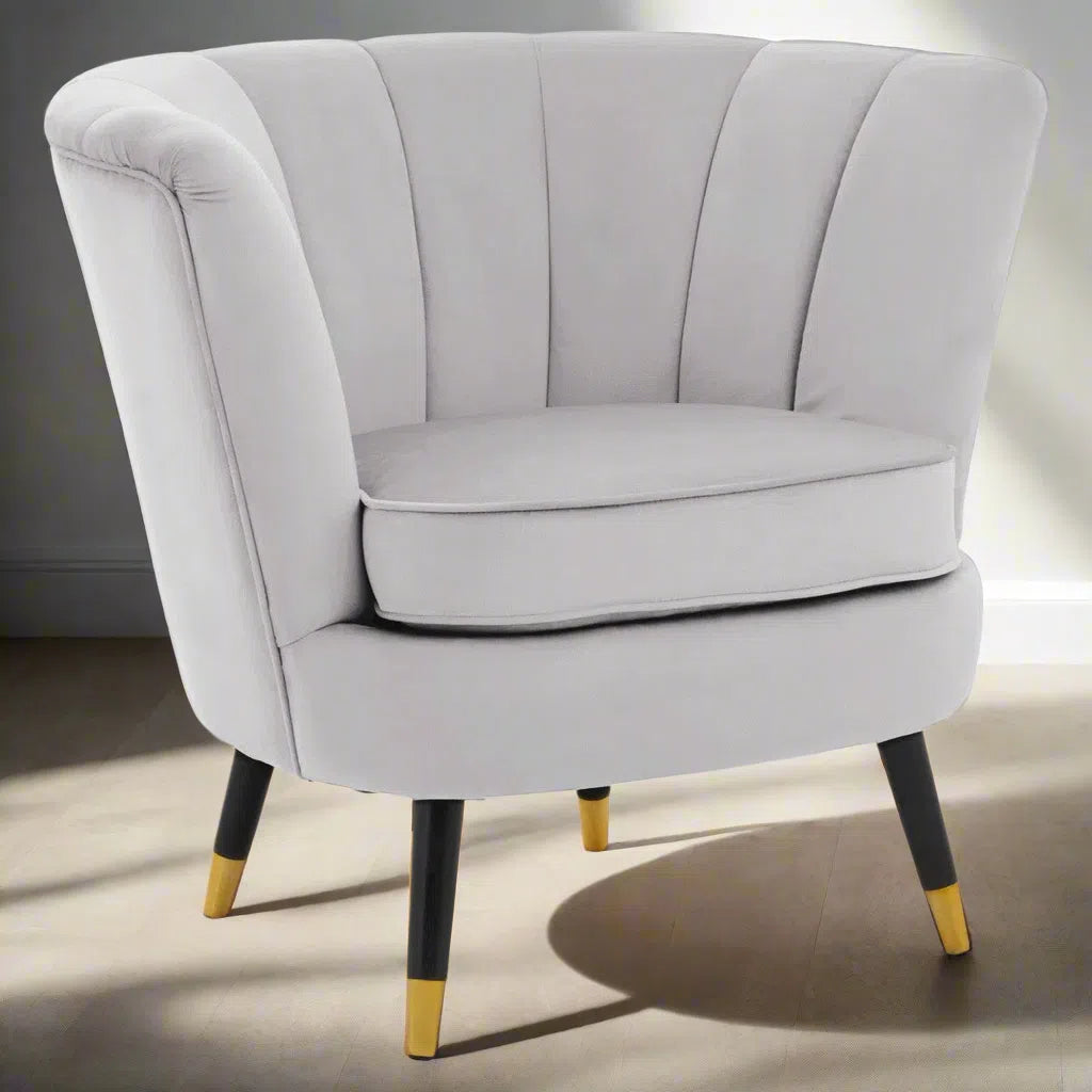 Beaumonde Home Lorenzo Grey Velvet Chair-Beaumonde