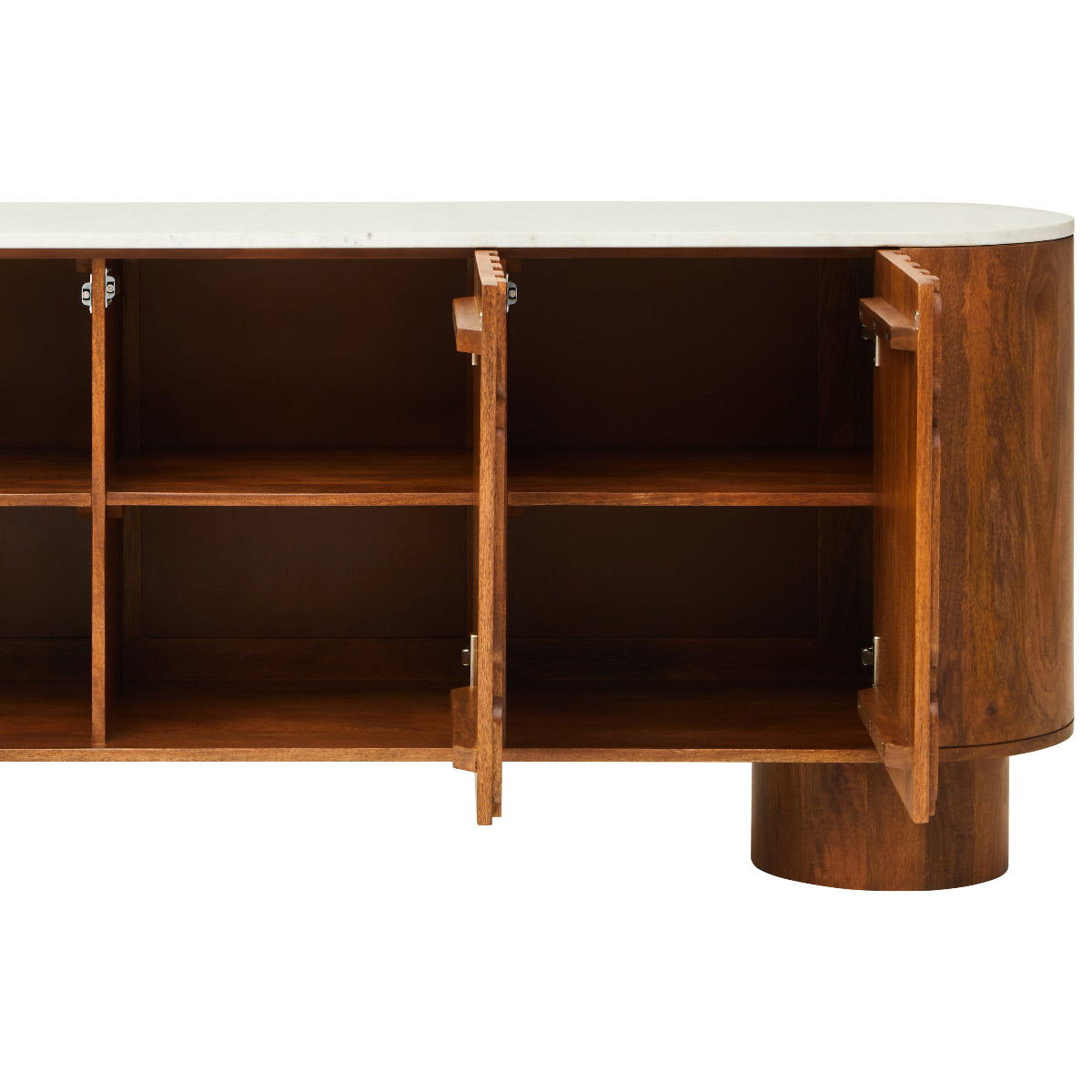 Beaumonde Home Torcino Mango Wood Carved Design Marble Top Three Door Sideboard 22