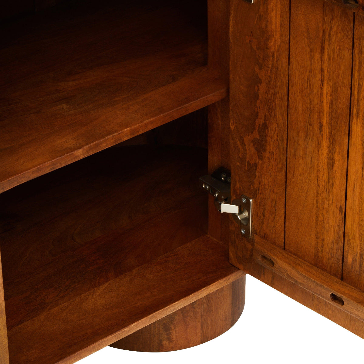 Beaumonde Home Torcino Mango Wood Carved Design Marble Top Three Door Sideboard 15