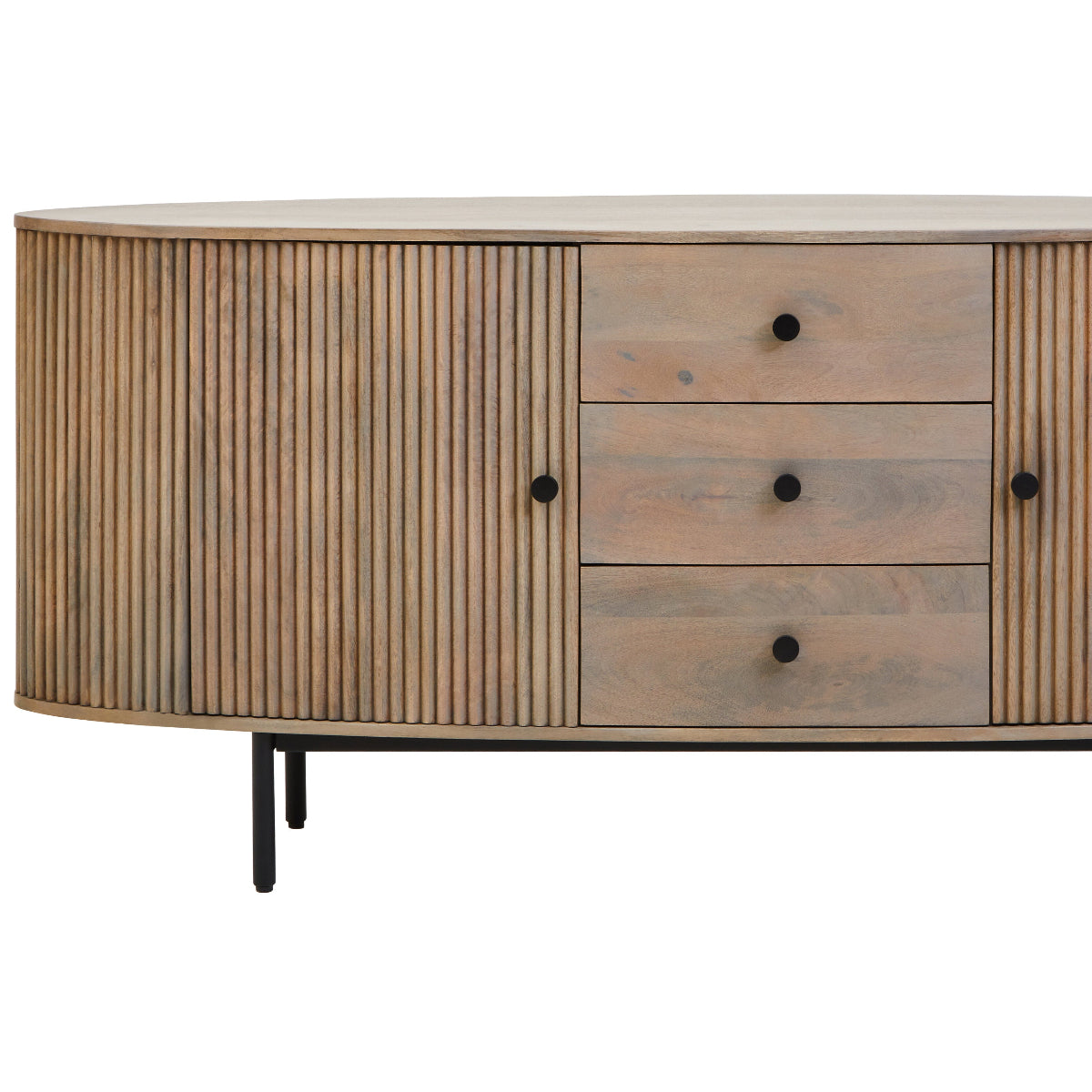 Beaumonde Home Torello Three Drawer Grey Mango Wood Sideboard 23