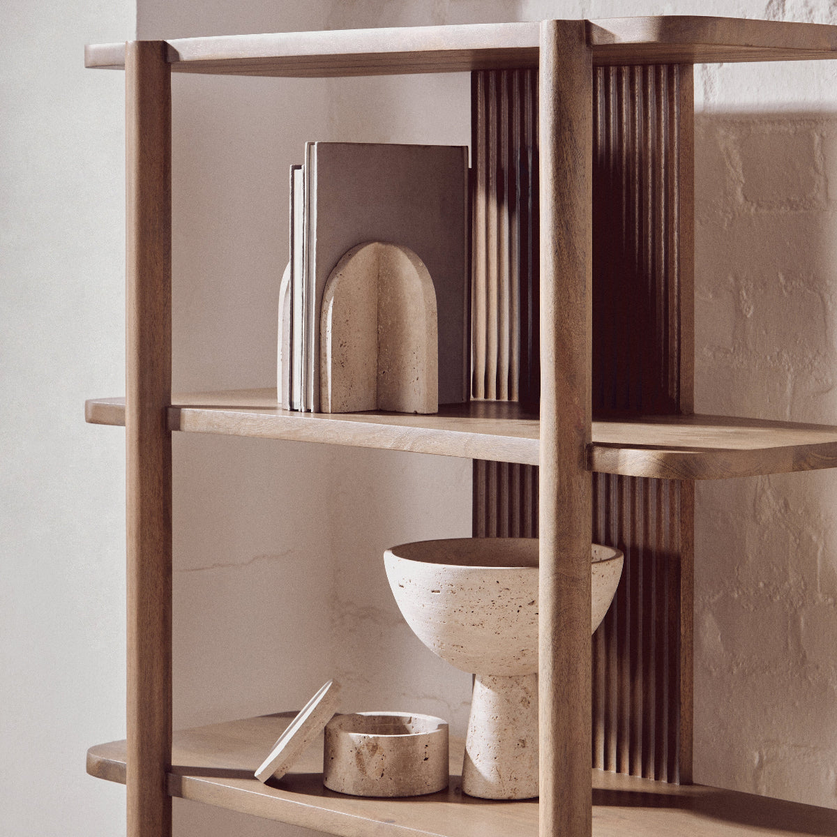 Beaumonde Home Torello 5 Tier Grey Mango Wood Shelf Unit 6