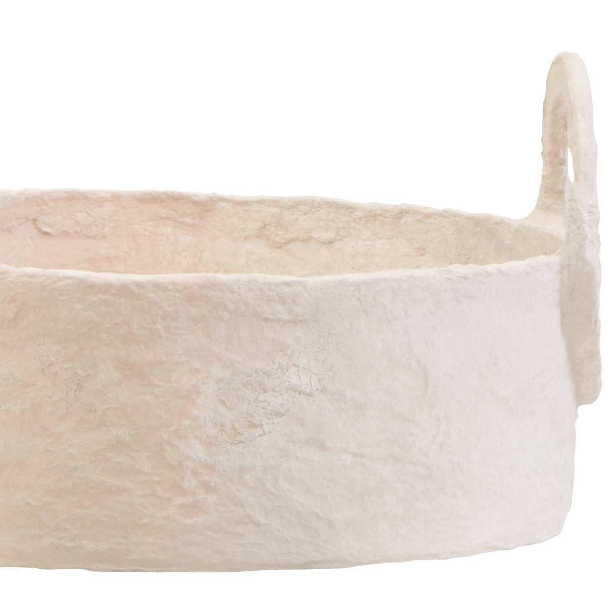 Beaumonde Home Sanai Cotton Mache Round Tray With Decorative Handles 11