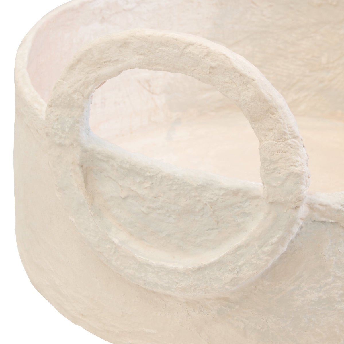 Beaumonde Home Sanai Cotton Mache Round Tray With Decorative Handles 9