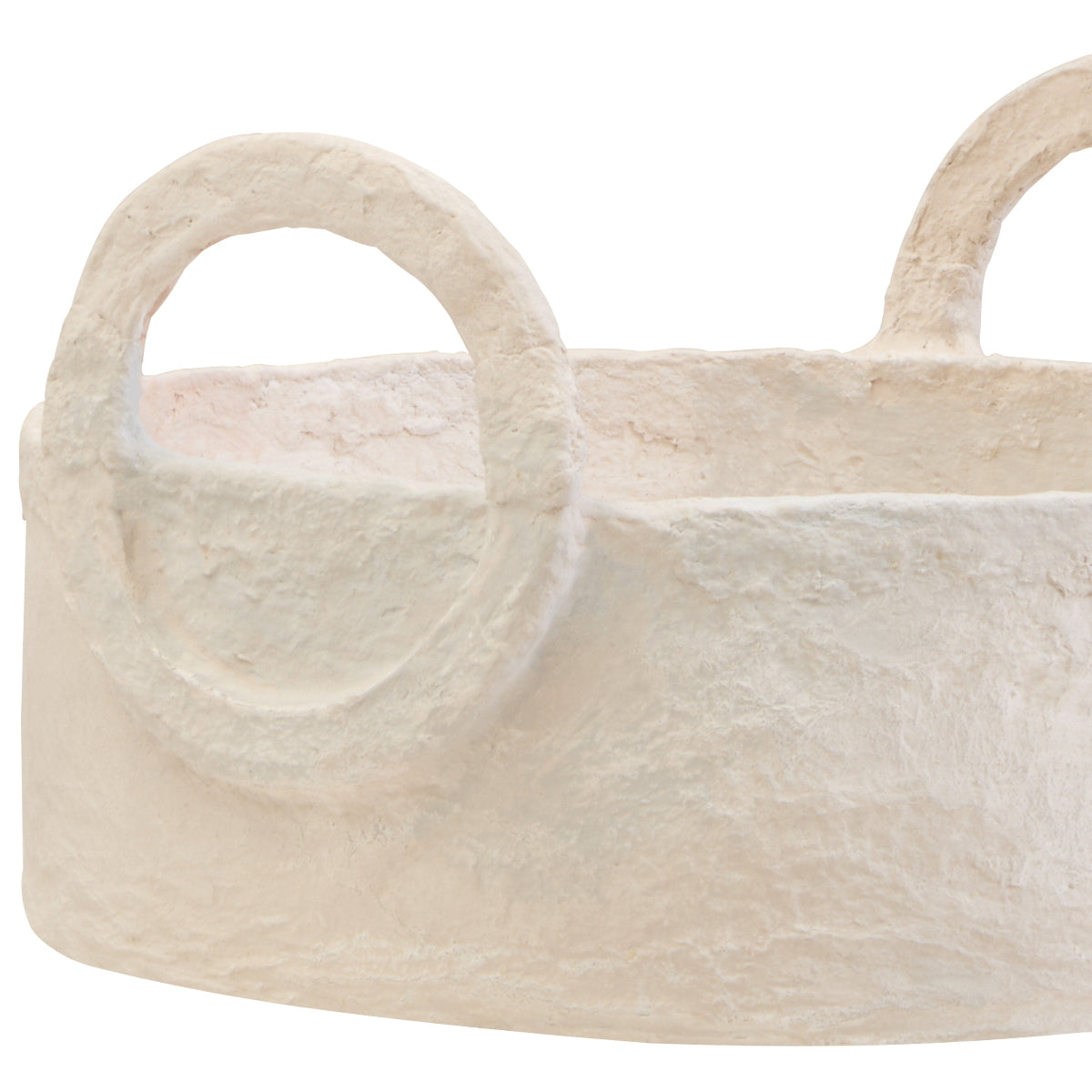 Beaumonde Home Sanai Cotton Mache Round Tray With Decorative Handles 6