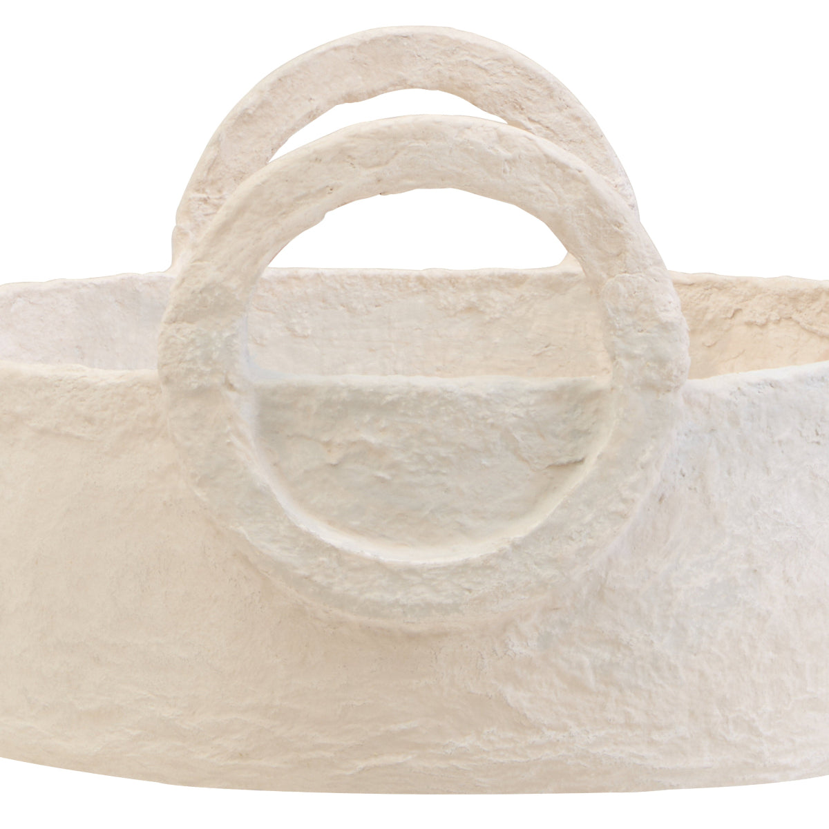 Beaumonde Home Sanai Cotton Mache Round Tray With Decorative Handles 5