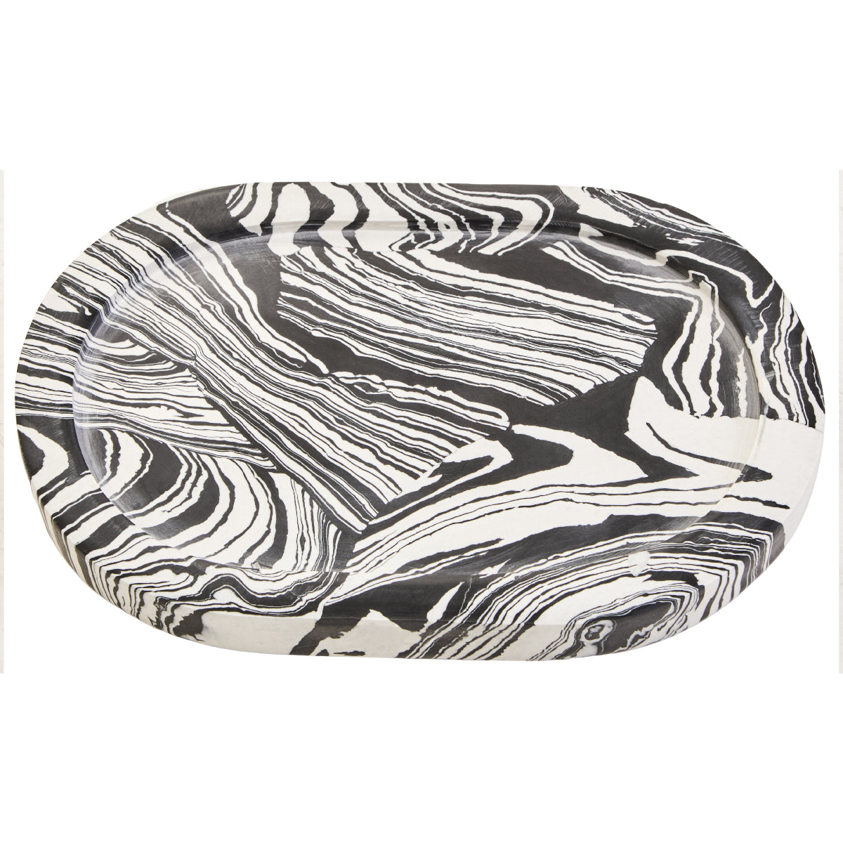 Beaumonde Home Helsa Black And White Oval Marble Tray 11